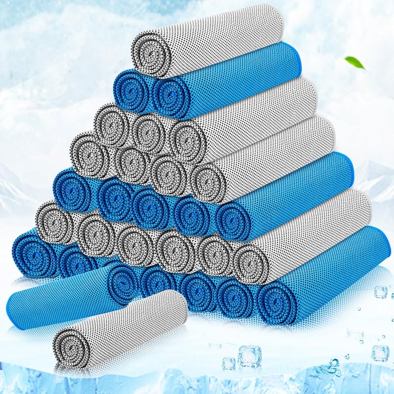 MENOLY 30 Packs Cooling Towels Bulk Cooling Towels for Neck and Face Gym Workout Cooling Neck Rags for Sports Yoga Soft Microfiber Breathable Sweat Rags for Hiking Running Fitness - Image 1